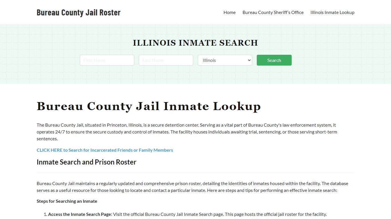 Bureau County Jail Roster Lookup, IL, Inmate Search